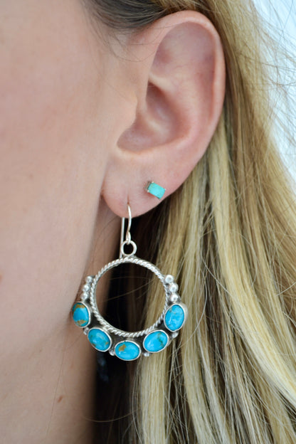 The Seneca Hoops in Turquoise