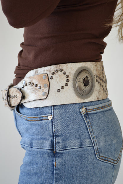 The Rosen Cowhide Concho Belt