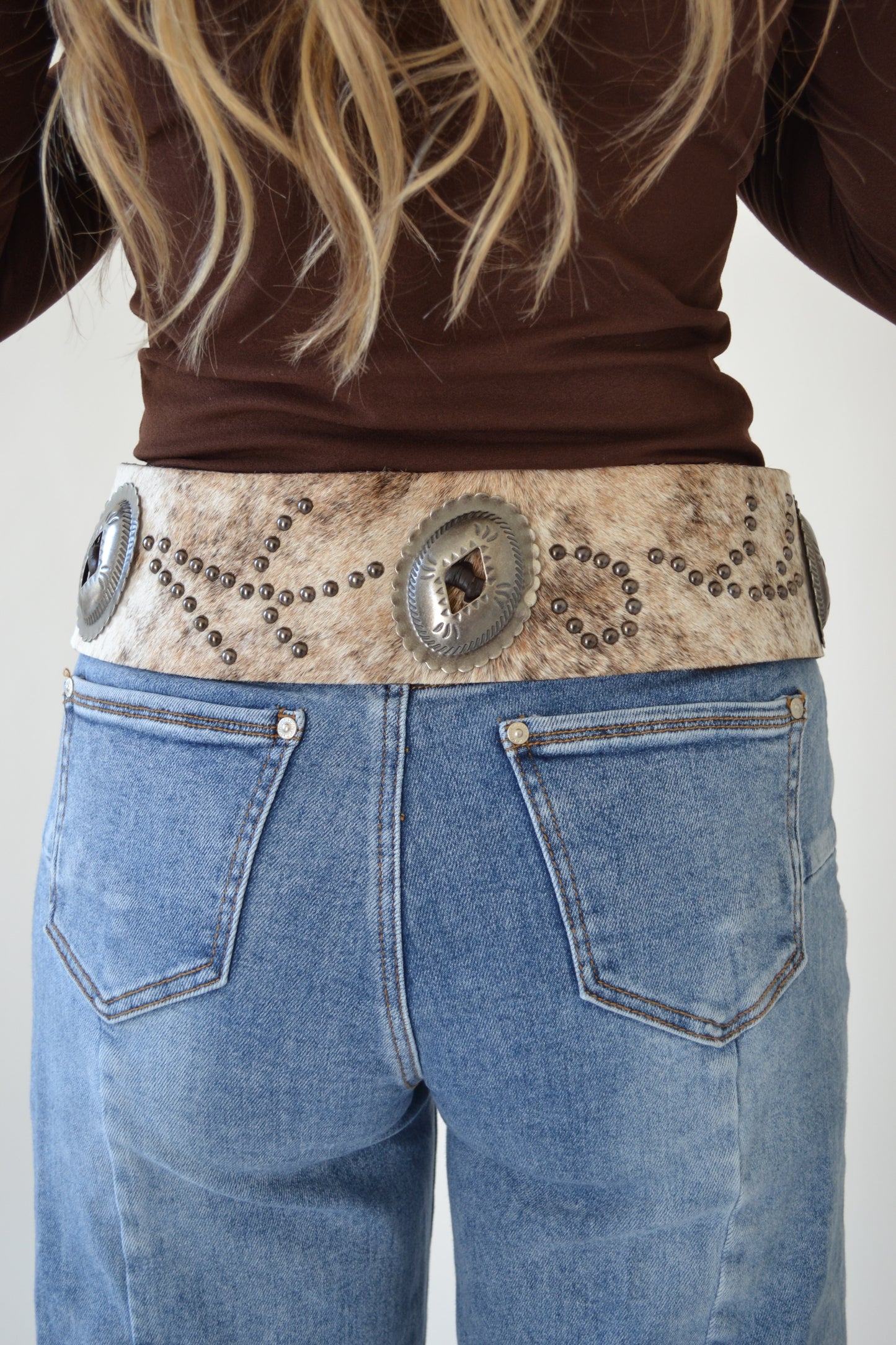 The Rosen Cowhide Concho Belt