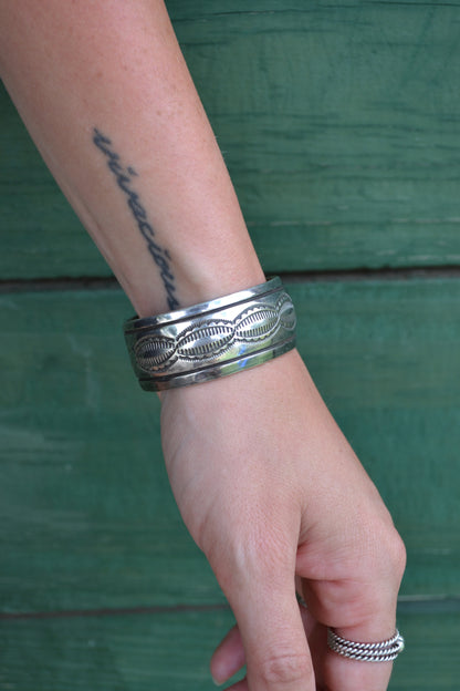 The Paycee Stamped Silver Cuff