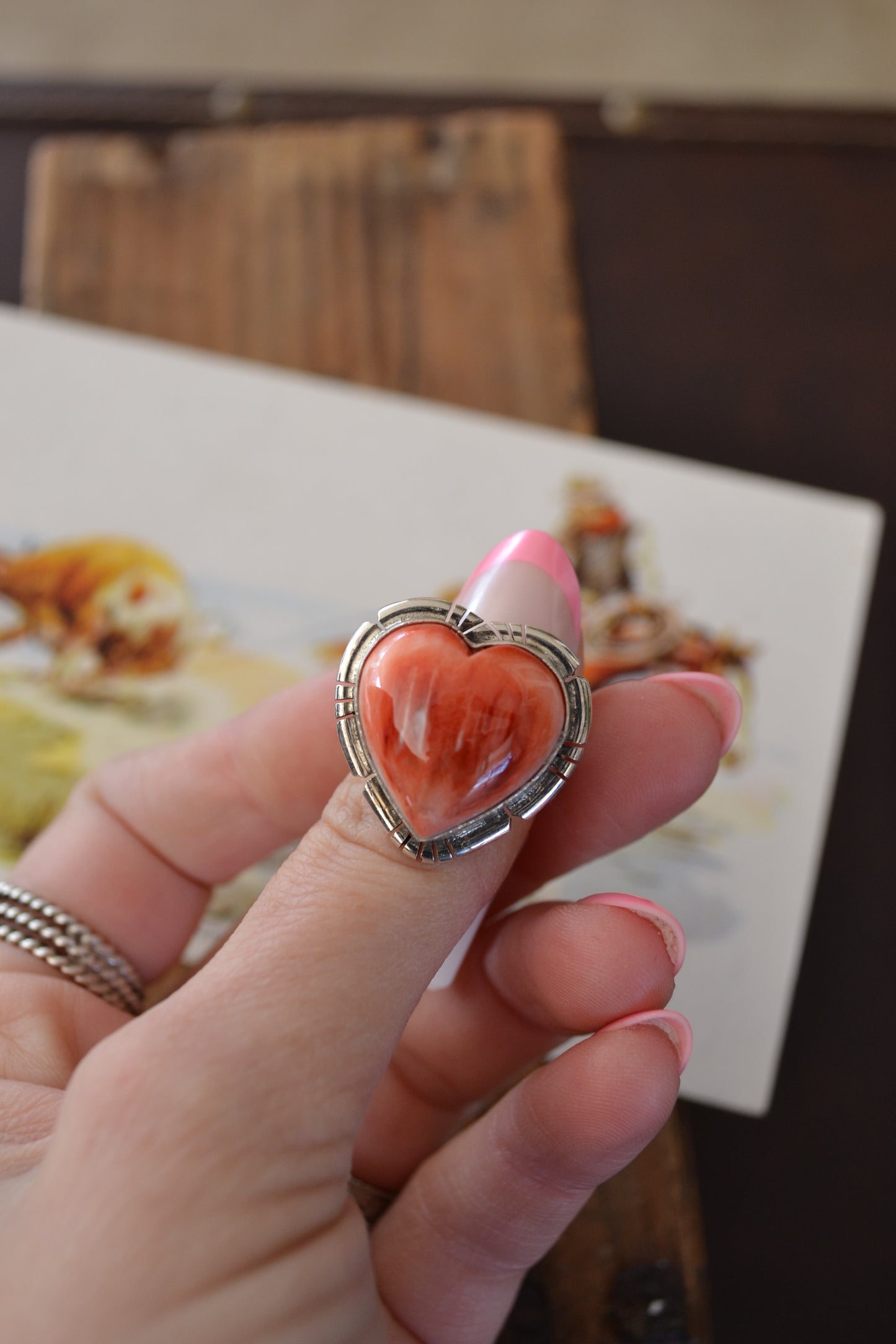 The Denton Red Spiny Heart Ring