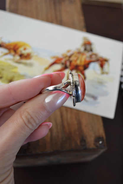 The Denton Red Spiny Heart Ring