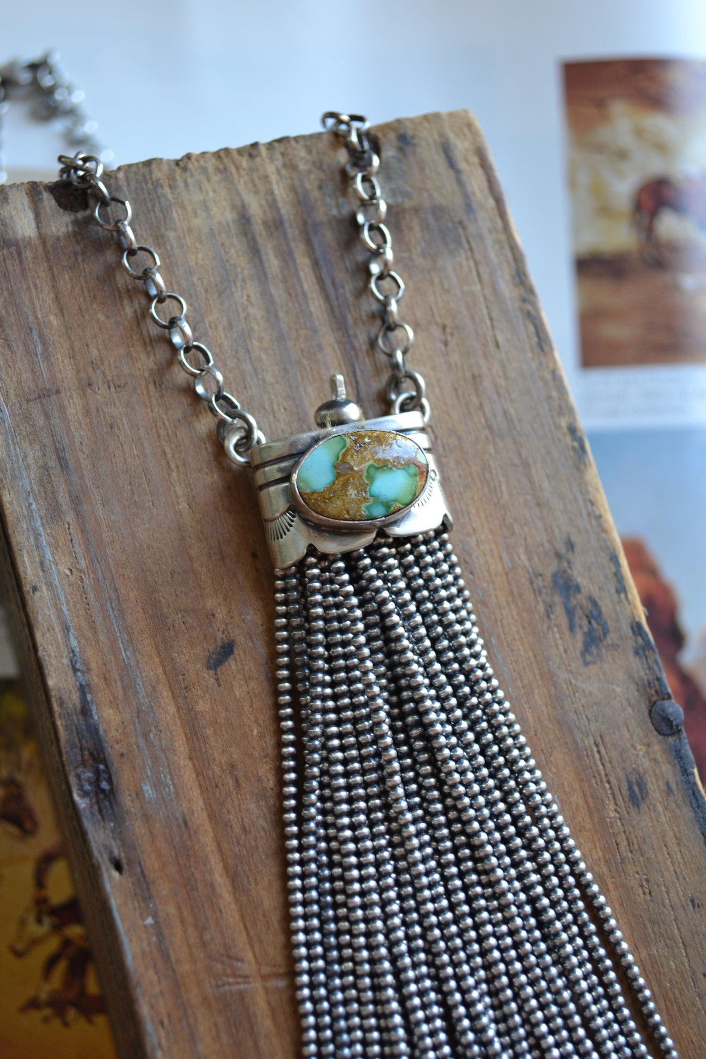 The Topeka | Sonoran Turquoise Tassel Necklace by Sally Johnson