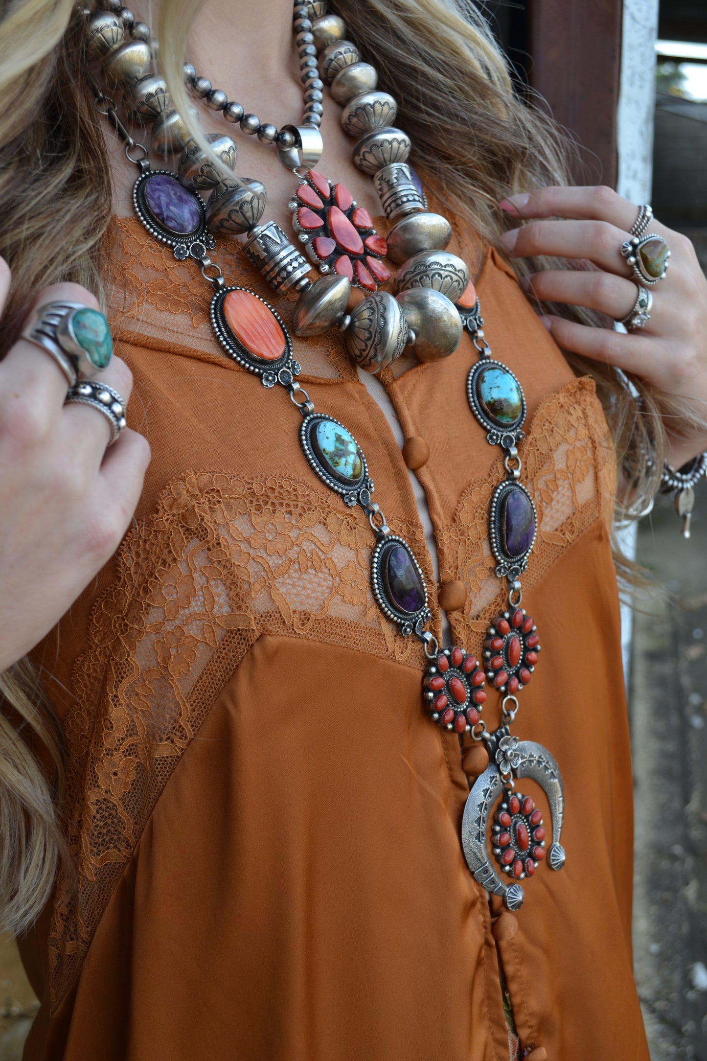 The Selene | Multi Stone Naja Squash Necklace by Hemerson Brown
