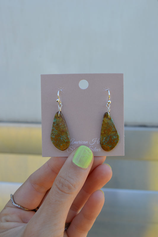 kingman turquoise slab dangle earrings