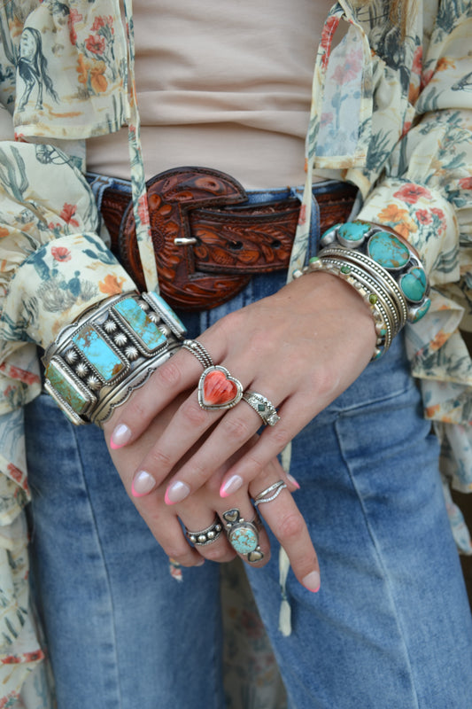 The Denton Red Spiny Heart Ring