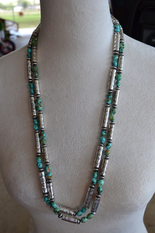 The Hatoria 30" Sonoran and Handcrafted Barrel Bead Necklace