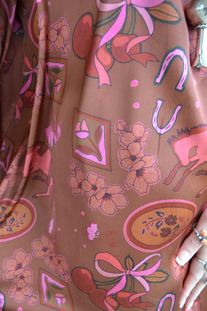 The Phoenix Hand Drawn Satin Set SIZE S/M
