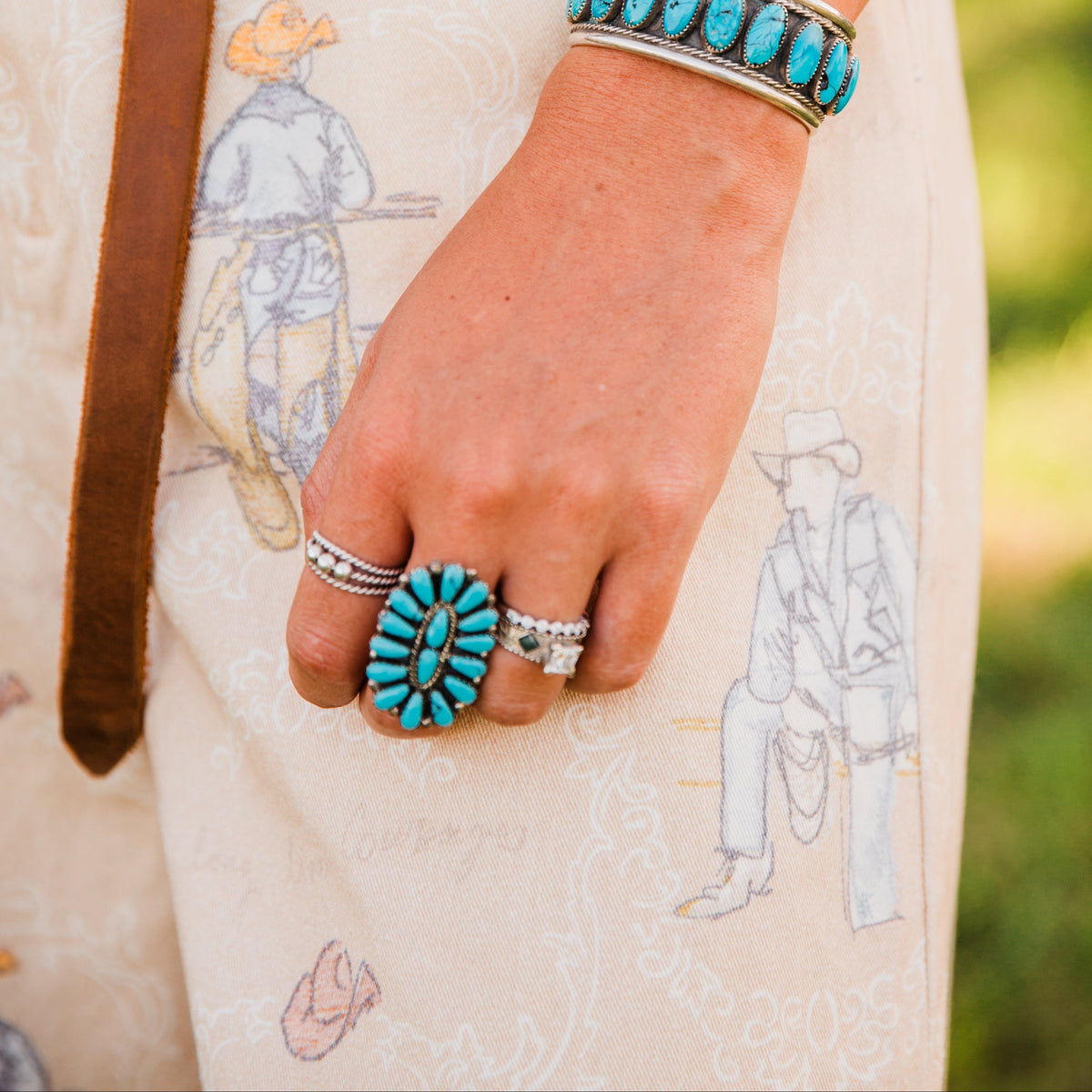 The Solitude | Turquoise Cluster Ring - Size 9