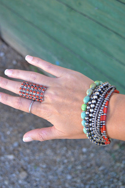 The Roja Red Coral Ring Size 8