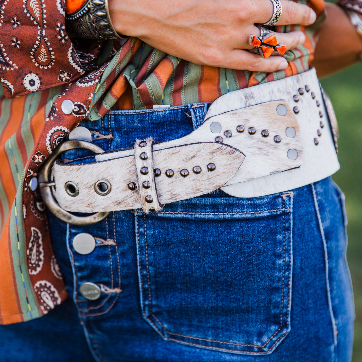 The Rosen | Cowhide Concho Belt by Juan Antonio