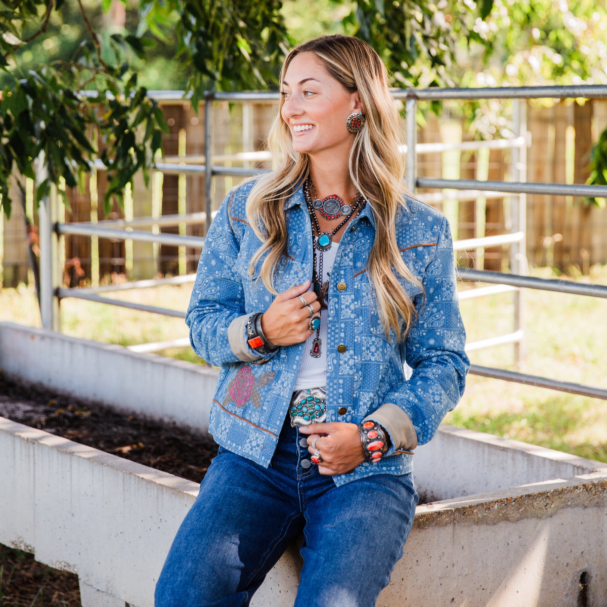 The Rose Garden Rodeo | Denim Paisley Embroidered Jacket by Rodeo Quincy