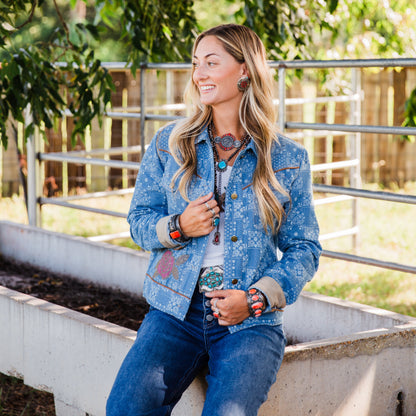 The Rose Garden Rodeo | Denim Paisley Embroidered Jacket by Rodeo Quincy
