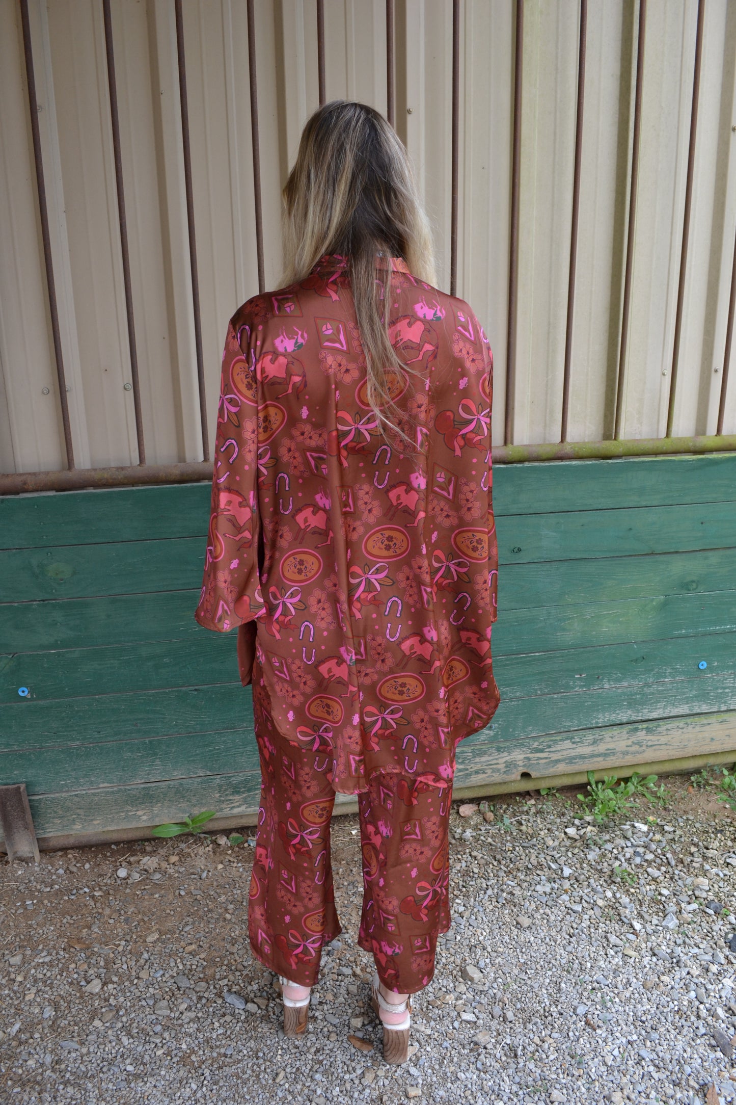The Phoenix Hand Drawn Satin Set SIZE S/M