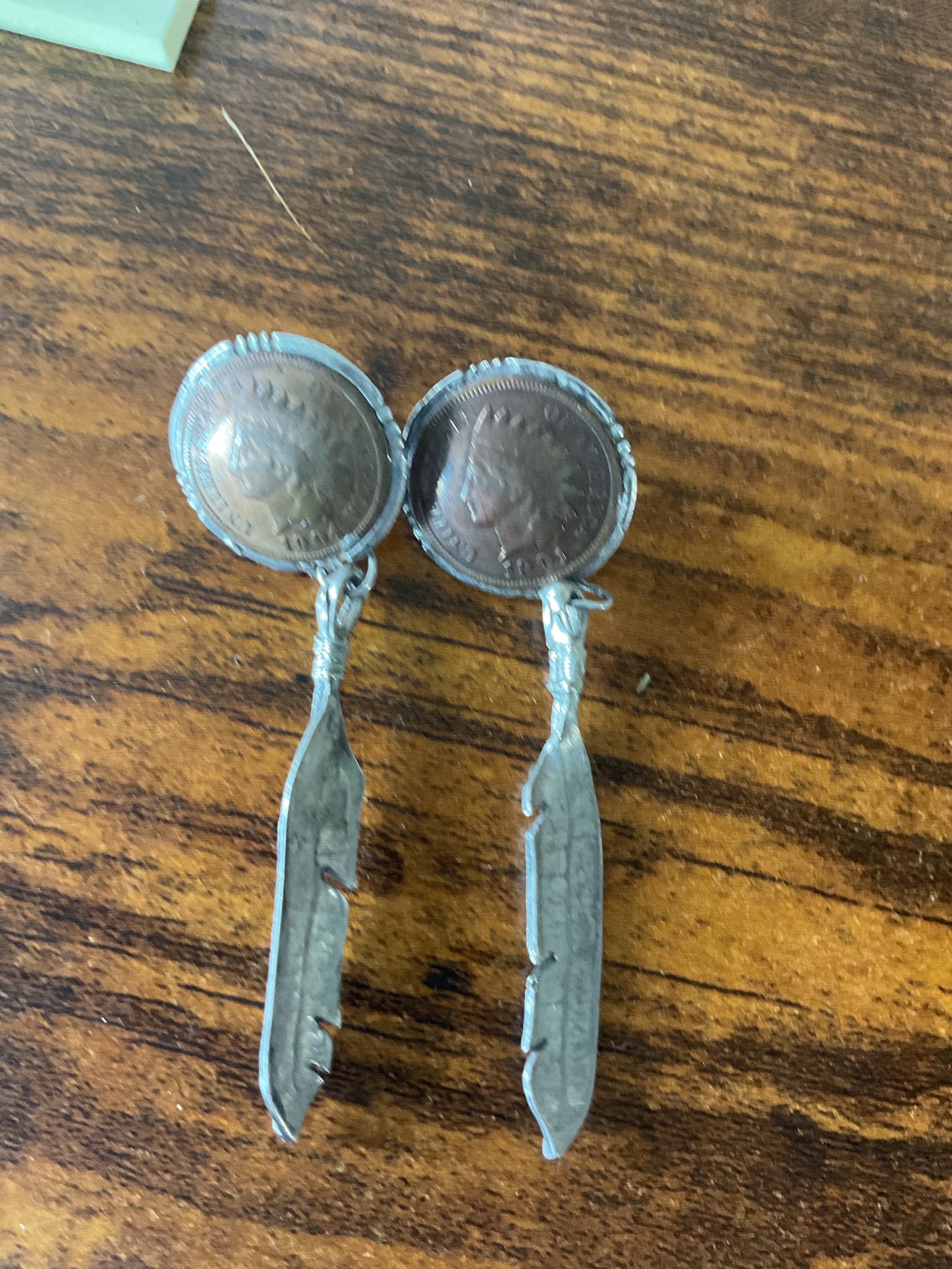 Live Sale #2 Wheat Penny and Feather Earrings