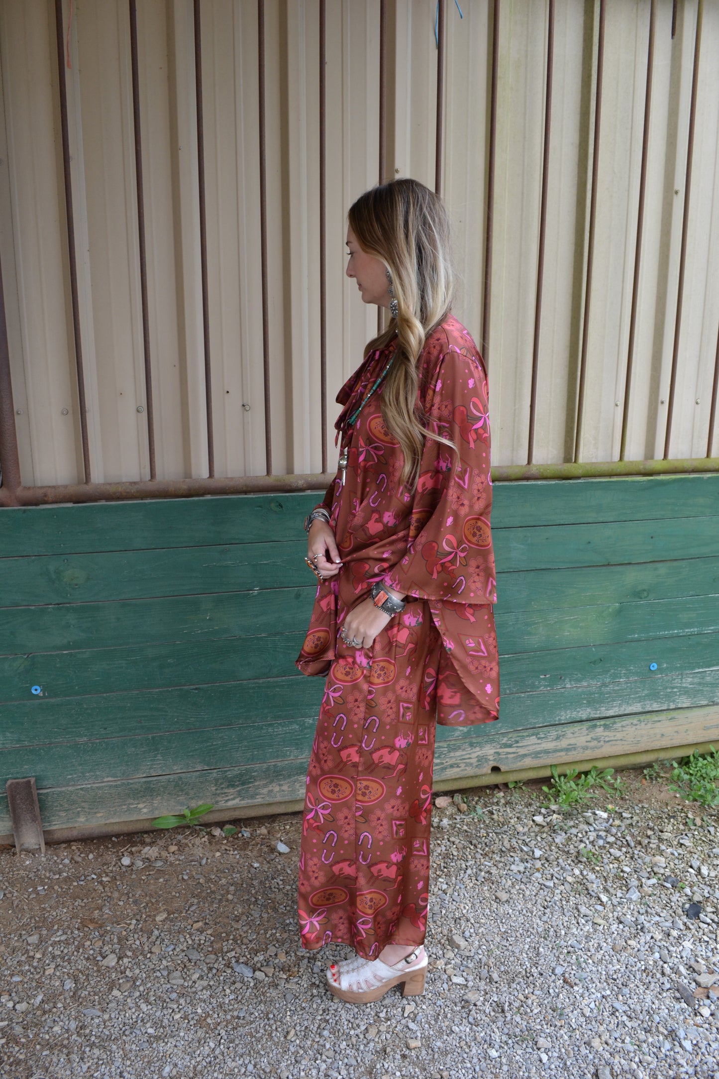 The Phoenix Hand Drawn Satin Set SIZE S/M