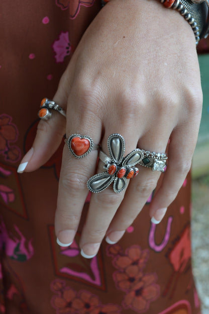 The Libelula Red Spiny Adjustable Ring