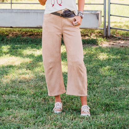 The Silverton | Faux Tan Suede Barrel Pants