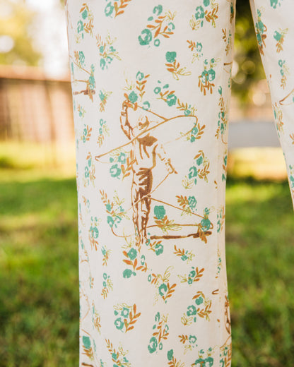 The Auggie’s | Western Print Wide Leg Cuffed Pants
