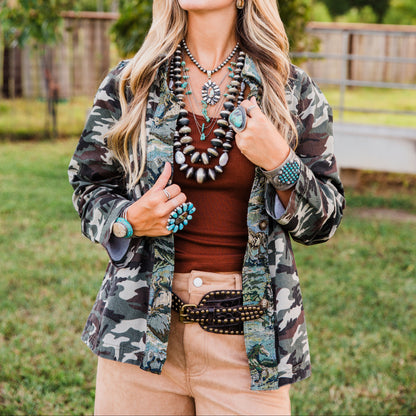 The Jemma | Camouflage Western Print Tapestry Jacket