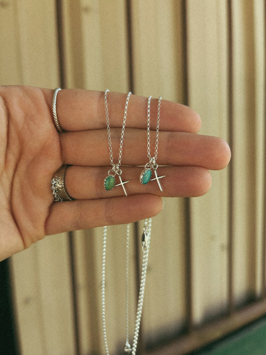 The Faith | Handmade Cross & Turquoise Necklace PREORDER
