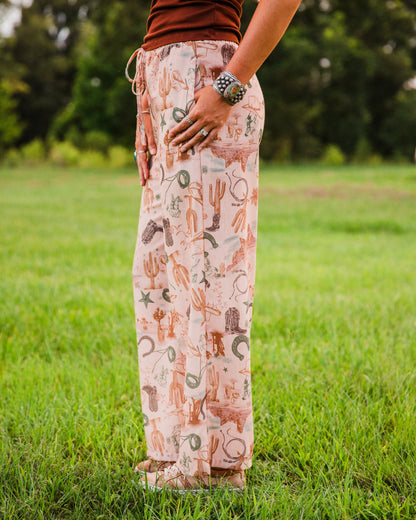 The Seminole | Western Print Wide Leg Pants