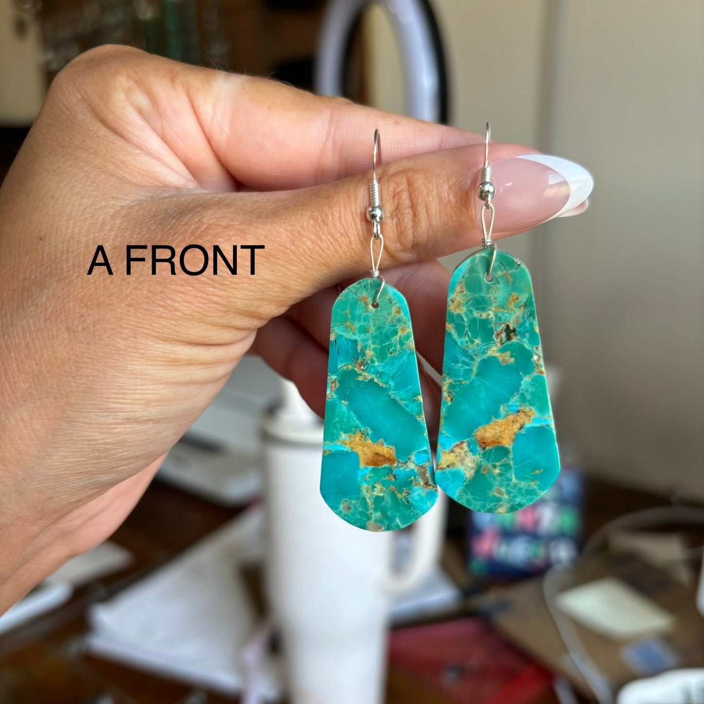 The Toma's | Turquoise Slab Earrings FLAWED