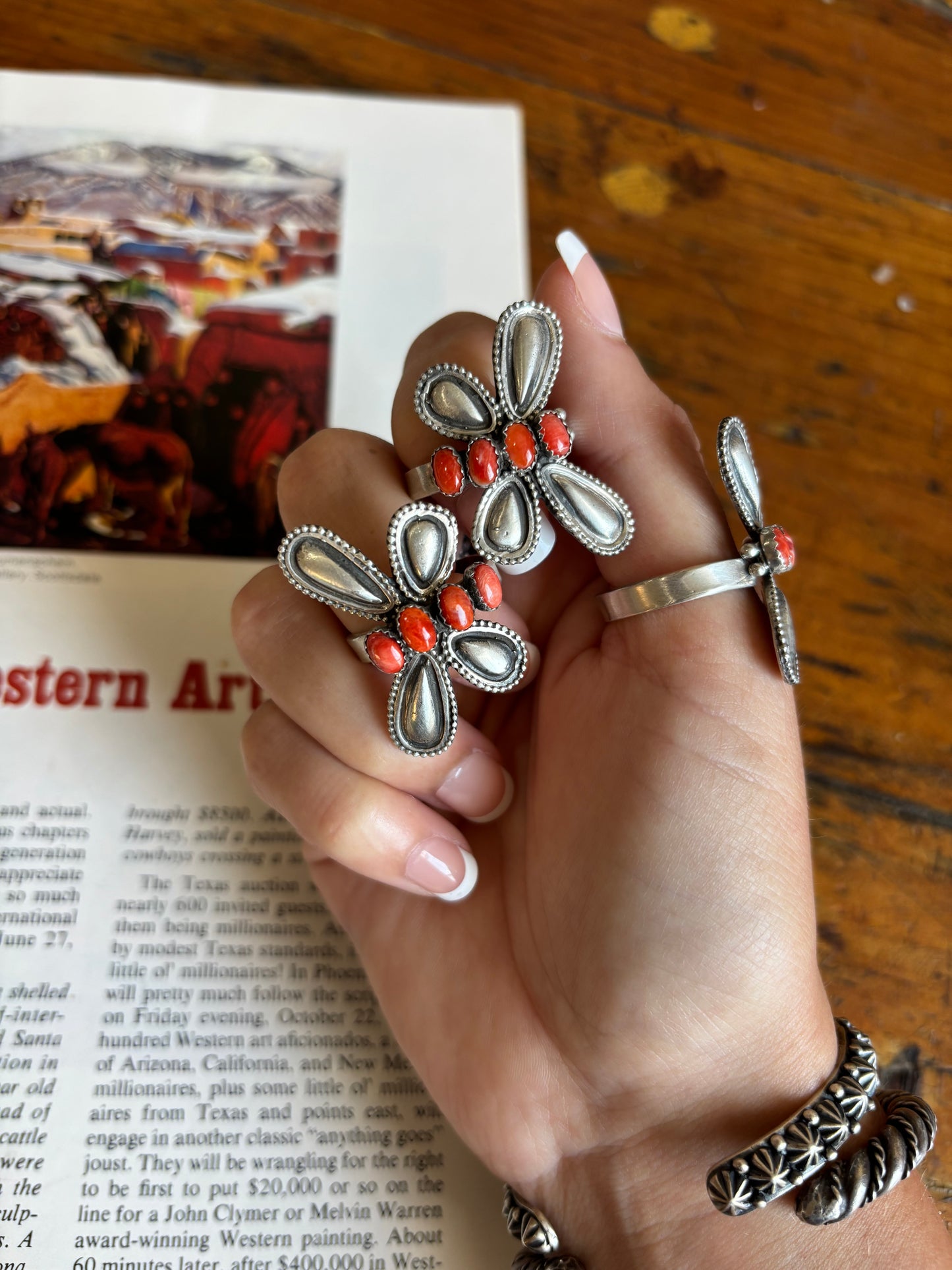 The Libelula Red Spiny Adjustable Ring