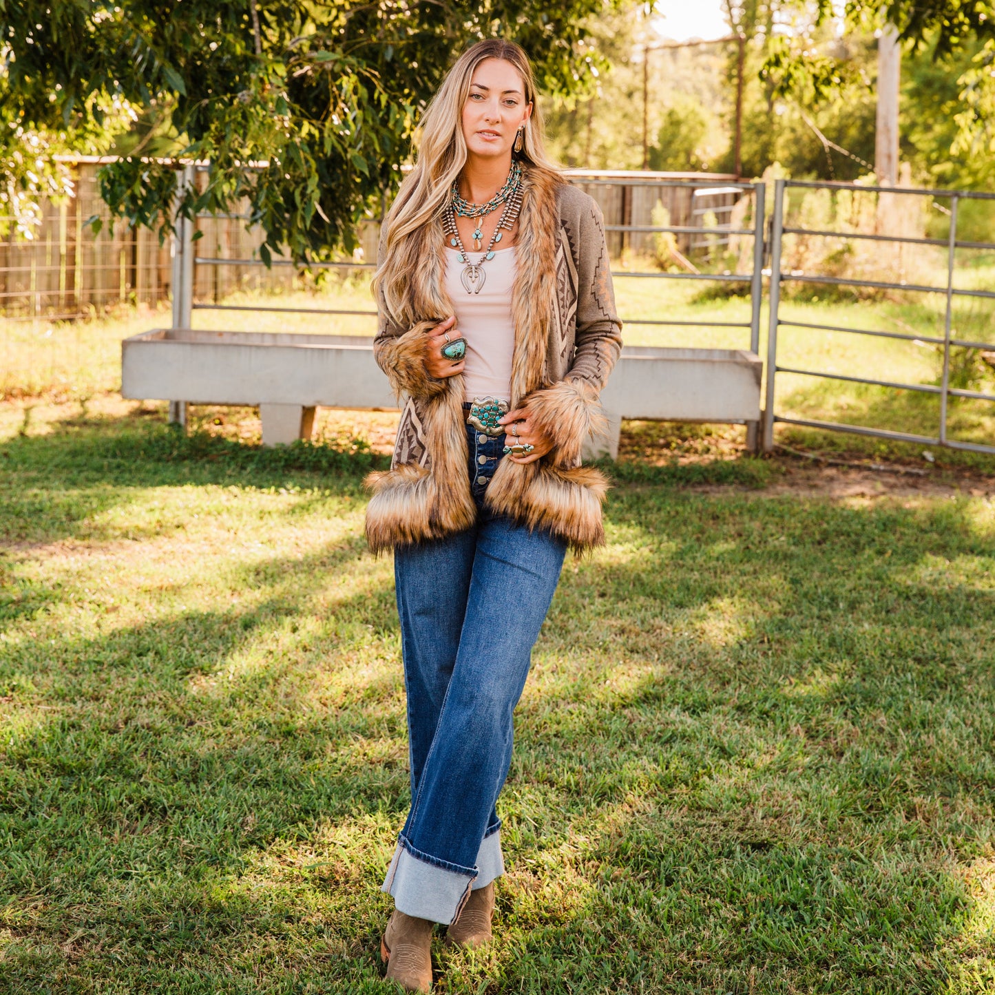 The Derinda | Aztec Fur Cardigan by Tasha Polizzi