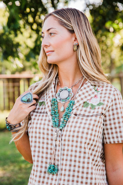 The Hadley | 34" Vintage Turquoise and Heishi Jacla