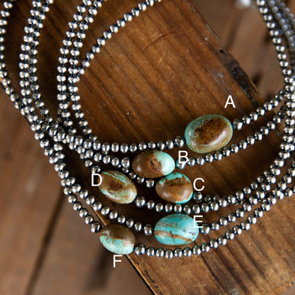 The Brazoria |  #8 Turquoise & Sterling Pearl Necklace