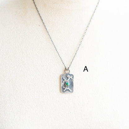 The Milan | Dog Tag Necklace with Turquoise
