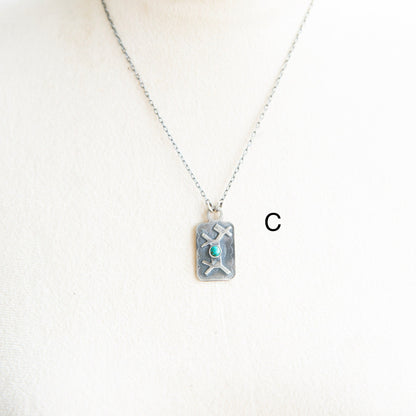 The Milan | Dog Tag Necklace with Turquoise