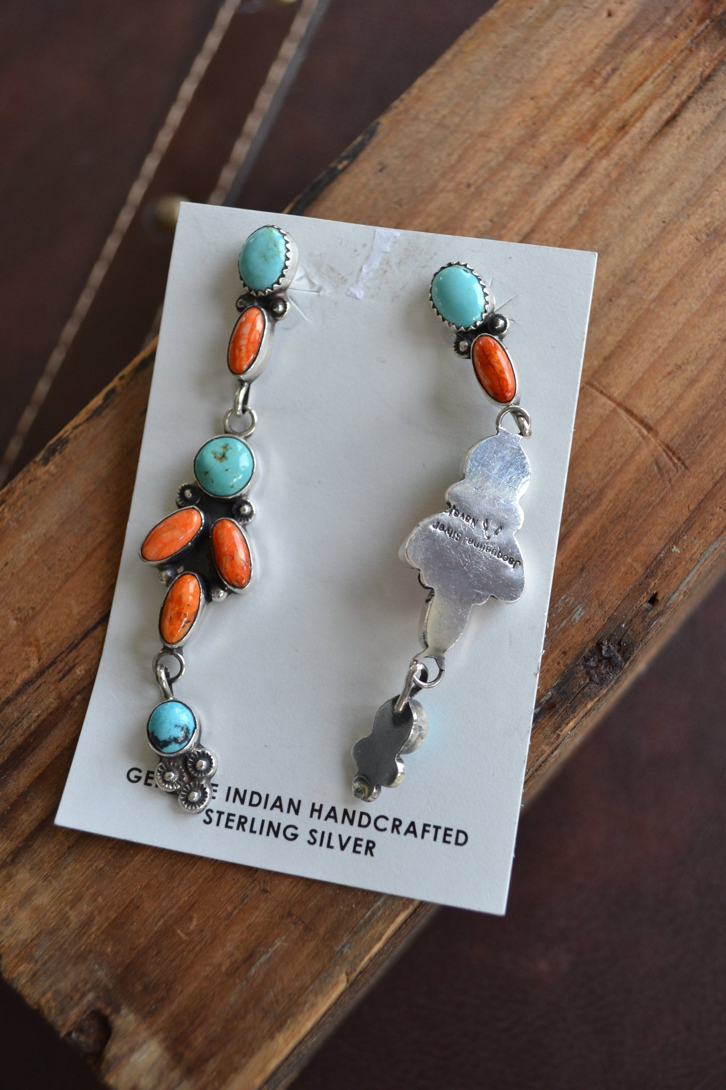 The Drigg’s | Orange Spiny and Turquoise Earrings by Jacqueline Silver