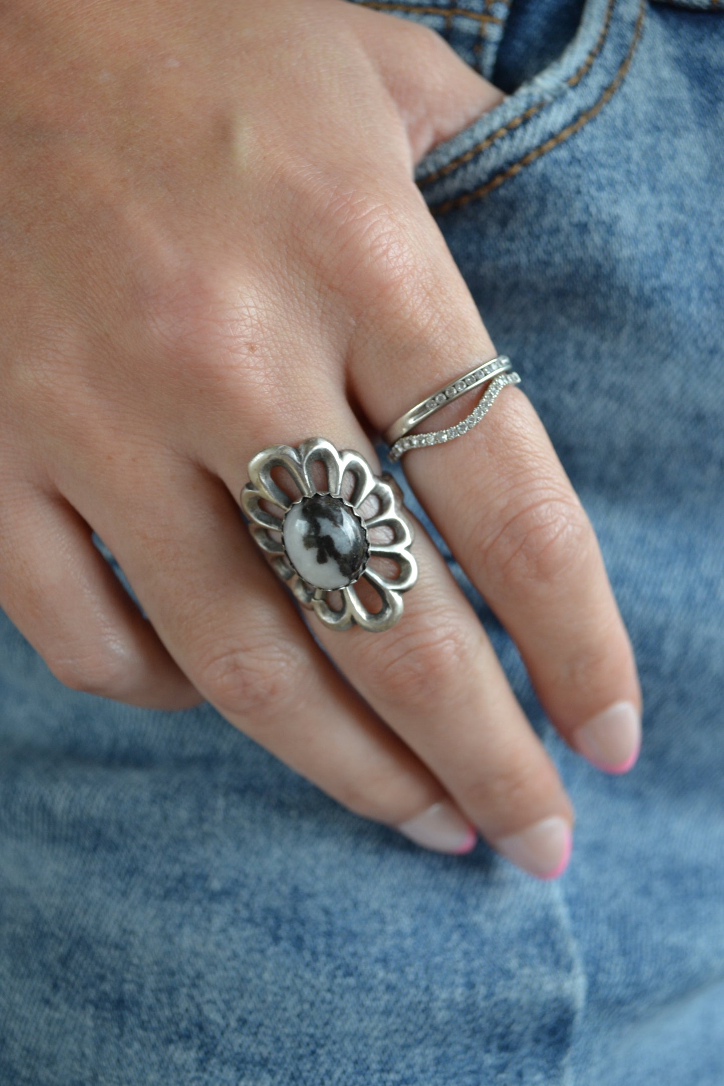 The Moxie | White Buffalo Flower Ring by Harold Tahe