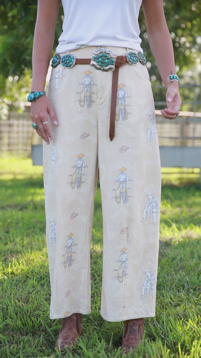 The Deiten's | Western Print Barrel Pants