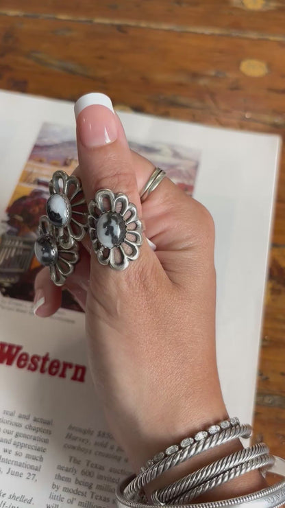The Moxie | White Buffalo Flower Ring by Harold Tahe