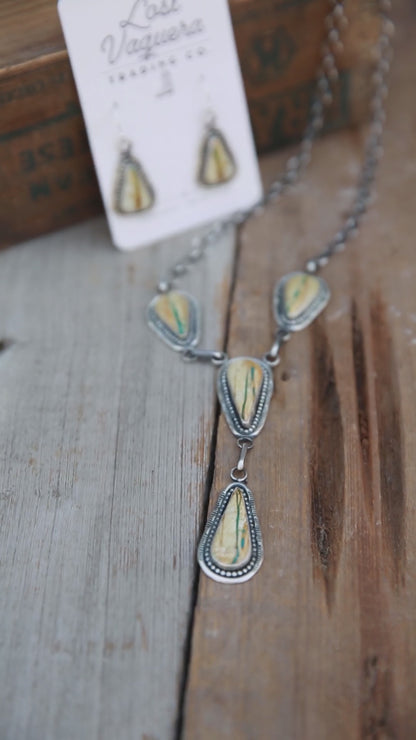 The Falcon | Royston Ribbon Necklace + Earring Set by Danny Henio