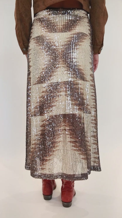 The Alayna | Aztec Sequin Maxi Skirt by Tasha Polizzi