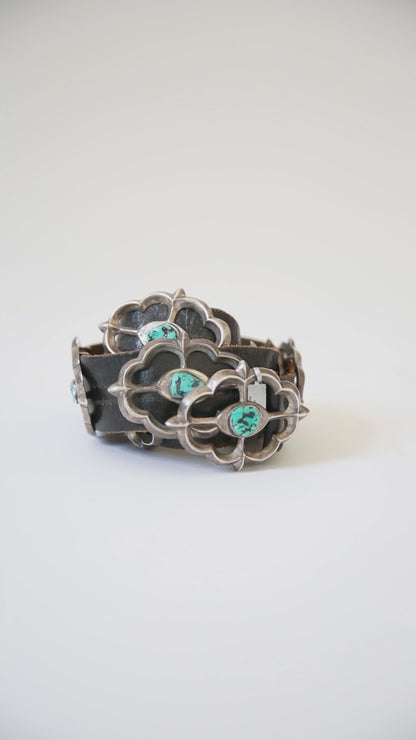 The Amigo | Vintage Sand Cast and Kingman Turquoise Leather Belt